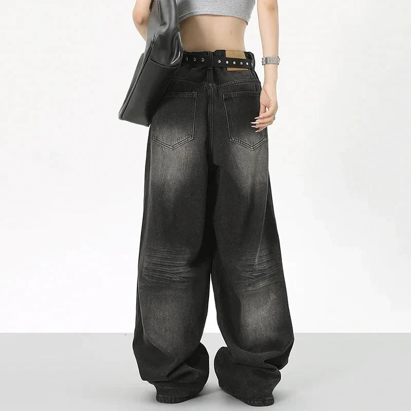 Black Baggy Washed Jeans